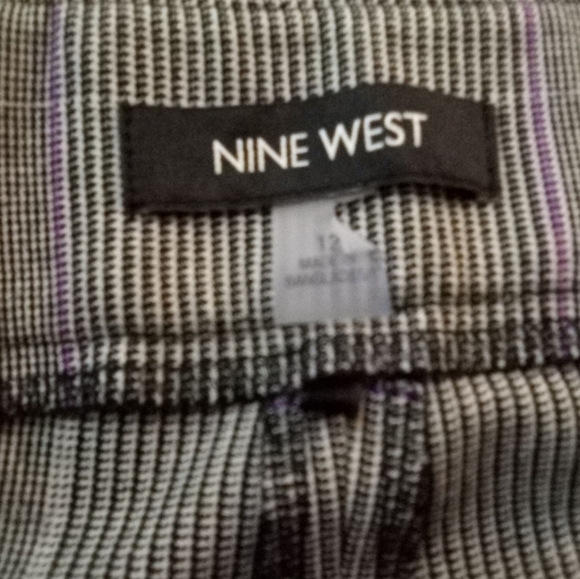 VINTAGE NINE WEST WOMEN'S HOUNDSOOTH PLAID DRESS SLACKS S 12 GREY WITH PURPLE &… - Picture 5 of 6
